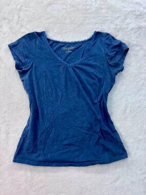 Maurices Women's Small Blue Shirt With Lace Neckline --- Great Condition!!